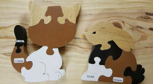 Lot puzzles chat chien - chat, lapin